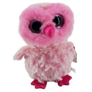 Ty Beanie Boo Pink Owl TWIGGY 2017 Purple Sparkle Eyes Plush Stuffed Animal Toy